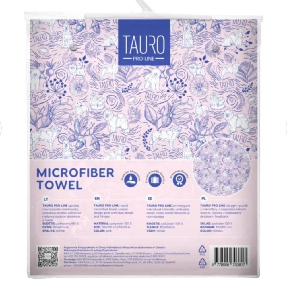 Tauro Pro Line Microfiber Towel - Pink & Purple Floral